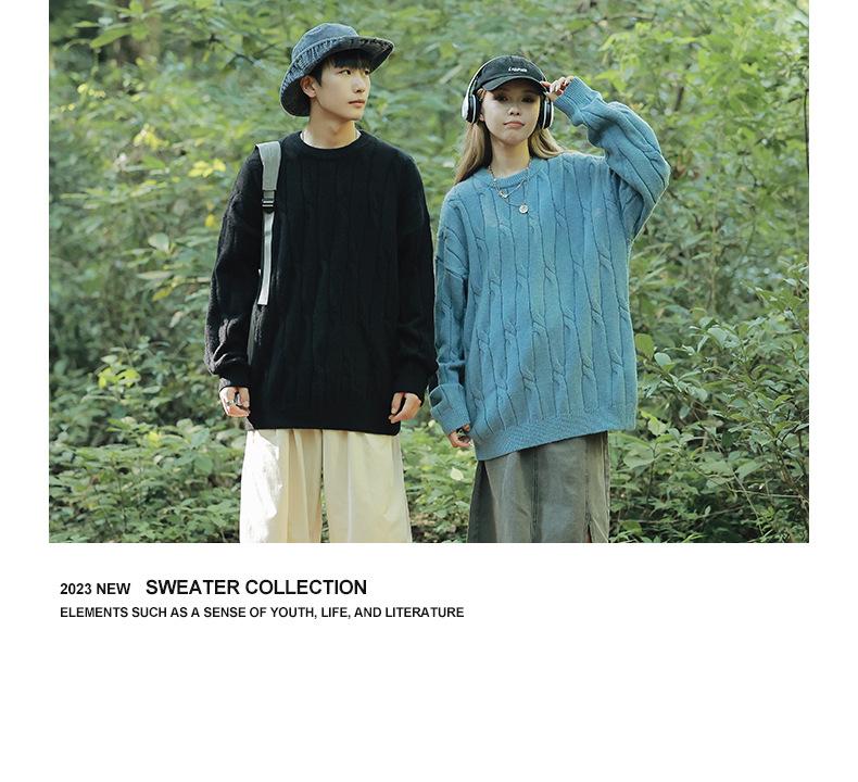 2026 Jugend Japanischer Stil Grobstrick Lockerer Pullover für Herren - Herbst/Winter Langarm Rundhals Trendige Partner Strickware
