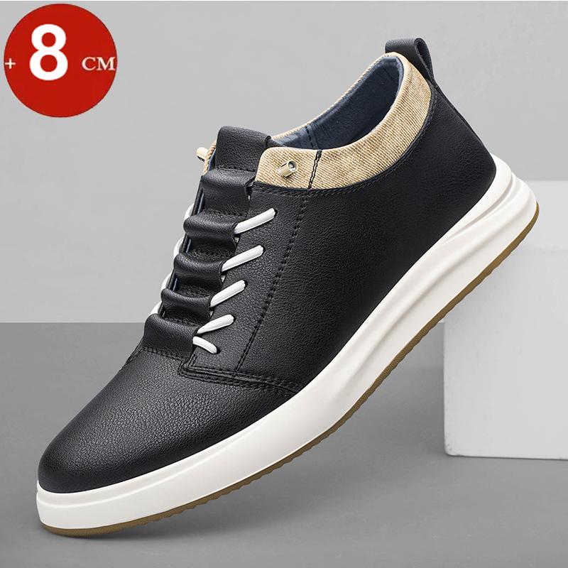 2026 Genuine Leather Height Increasing Elevator Shoes Men Height Increase Shoes 6cm 8cm Sneakers Sport Skateboard Casual Shoes