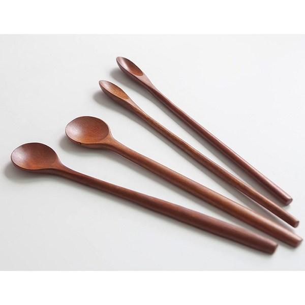 Nicot Wood Slim Long Spoon, 1 Piece, Korean Popular Tableware