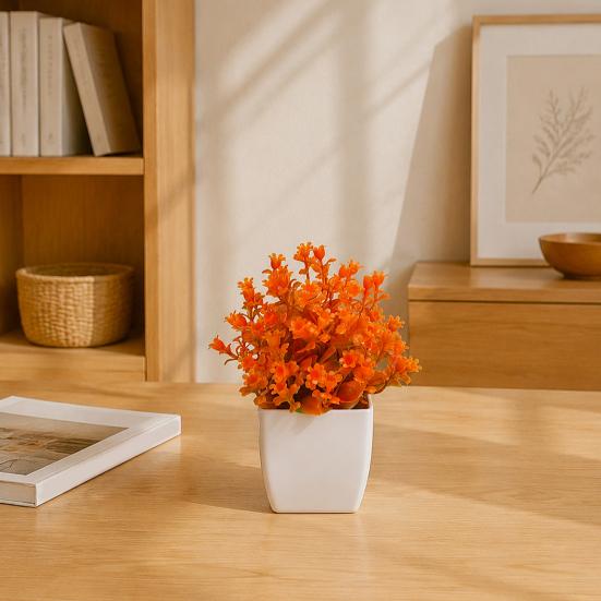Simulated Small Potted Plant Maintenance-Free Realistic Autumn Leaves Mini Fake