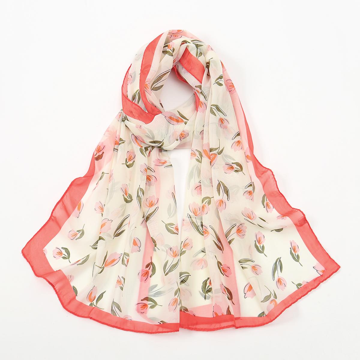 

Georgette Floral Printed Shawl Chiffon Silk Scarf Lightweight Neck Scarf Summer Neck Sun Protection Silk Scarf Shawl 160*50cm