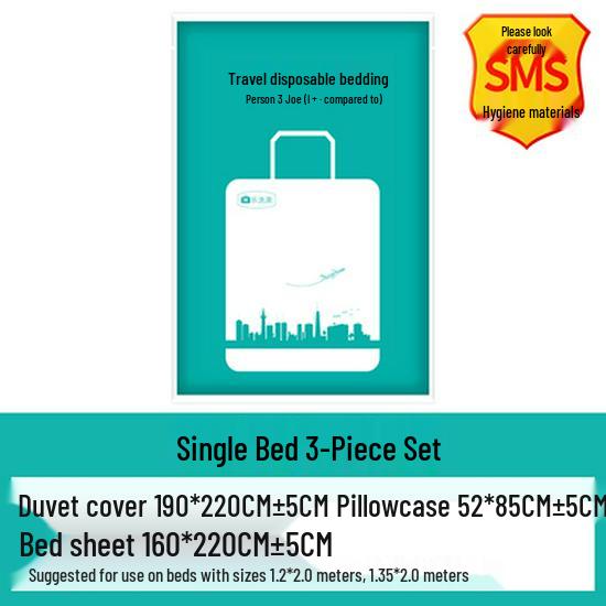 Travel Disposable Bed Set: Dirty-Proof Bed Sheets, Duvet Cover, Pillowcase, and Towel for Hotel or Train Sleeper.