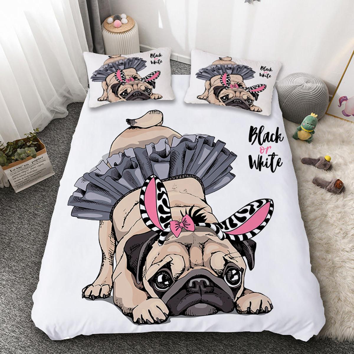 Мопс Прекрасный Мопс Собака Красочные Мопсы Пододеяльник для Детей Мальчиков Девочек Мультяшные Домашние Животные Покрывало Декор Детской Комнаты Размер Квин 135x200cm 2pcs