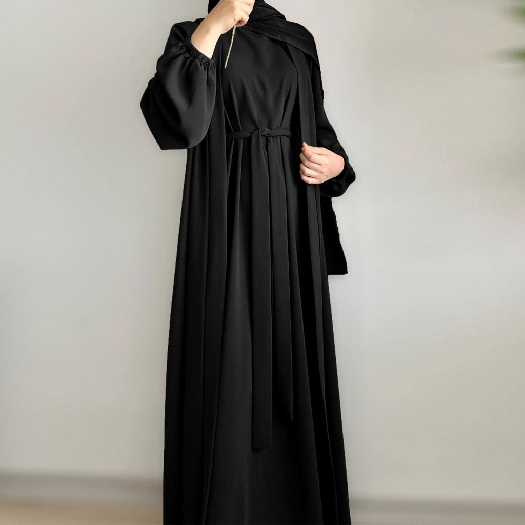 Dame muslimsk kåpe ensfarget todelt lang kjole