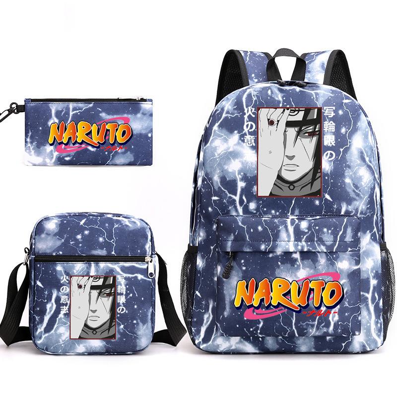 Large Capacity Schoolbag with Shoulder Strap; Student Three-piece Pencil Case Set