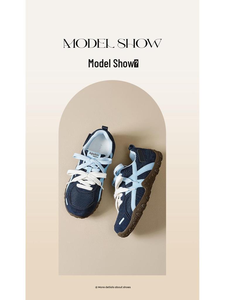 Augusdeng Damen Retro Blau Dicksohlige Weiche Trainingsschuhe 2025 - Herbst/Winter Kollektion.