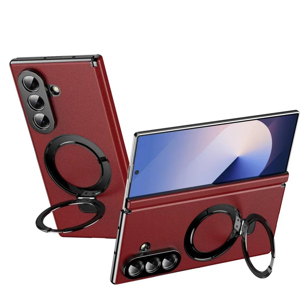 Деловой магнитный чехол-книжка с шарниром для Samsung Galaxy Z Fold 7 6 5 4 3 360° Защита Экранное стекло Магнитный держатель Чехол Galaxy Z Fold7