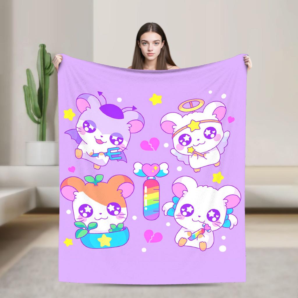 Adventure Story Hamtaro Blanket Super Warm Novelty Plush Bedding Throws For Bedroom Airplane Travel Flannel Bedspread Bed Cover