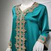Ramadan Muslim Gold Embroidery Dresses Abayas Dubai Casual Kaftan Robe Ethnic Costumes with Long Sleeve for Womens