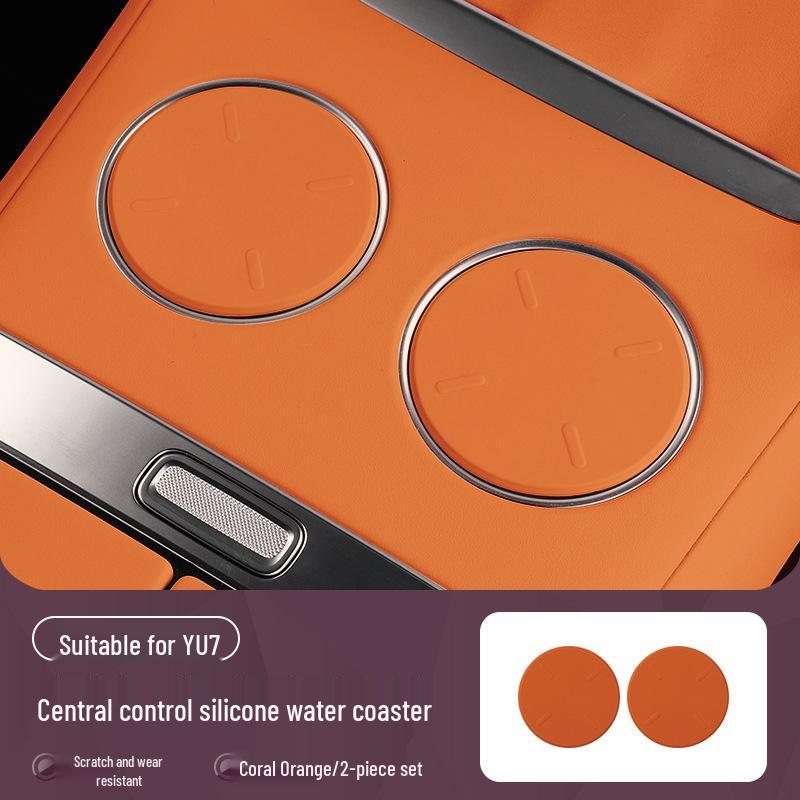 Anti-Slip Silicone Mat for Xiaomi YU7 Center Console Cup Holder, Car Interior Modification Accessory