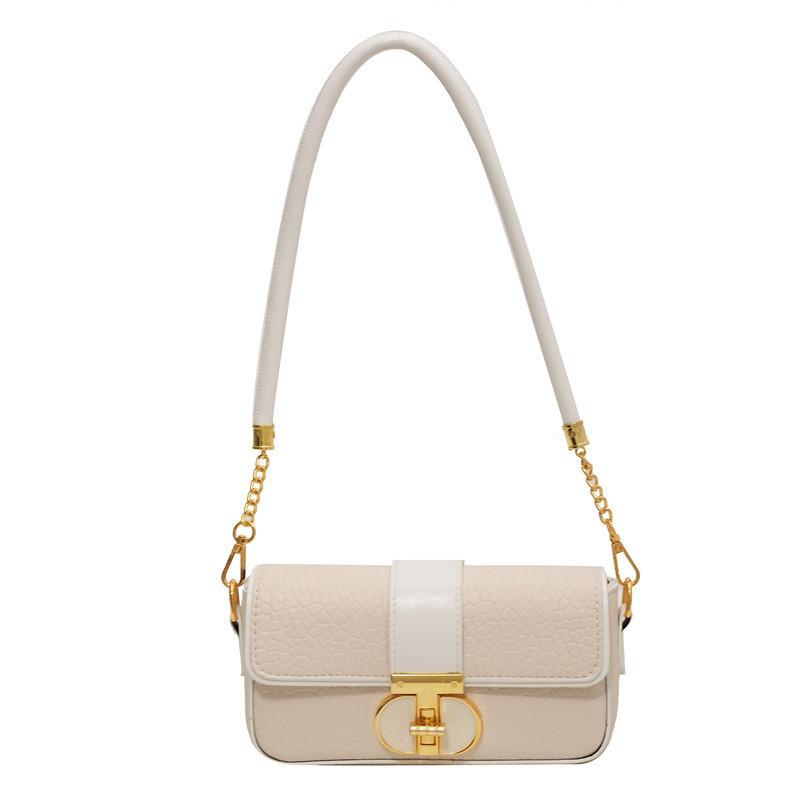 Retro Lychee Pattern Small Shoulder Bag For Women Urban Minimalist Style 2023 New Autumn Winter Fashion Crossbody Handbag белый