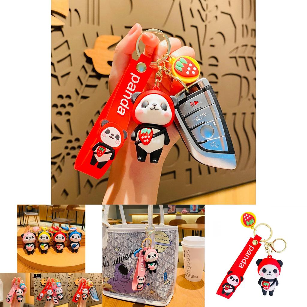 Cute Fruit Panda Keychain Trendy Car Charm Or Backpack Decoration