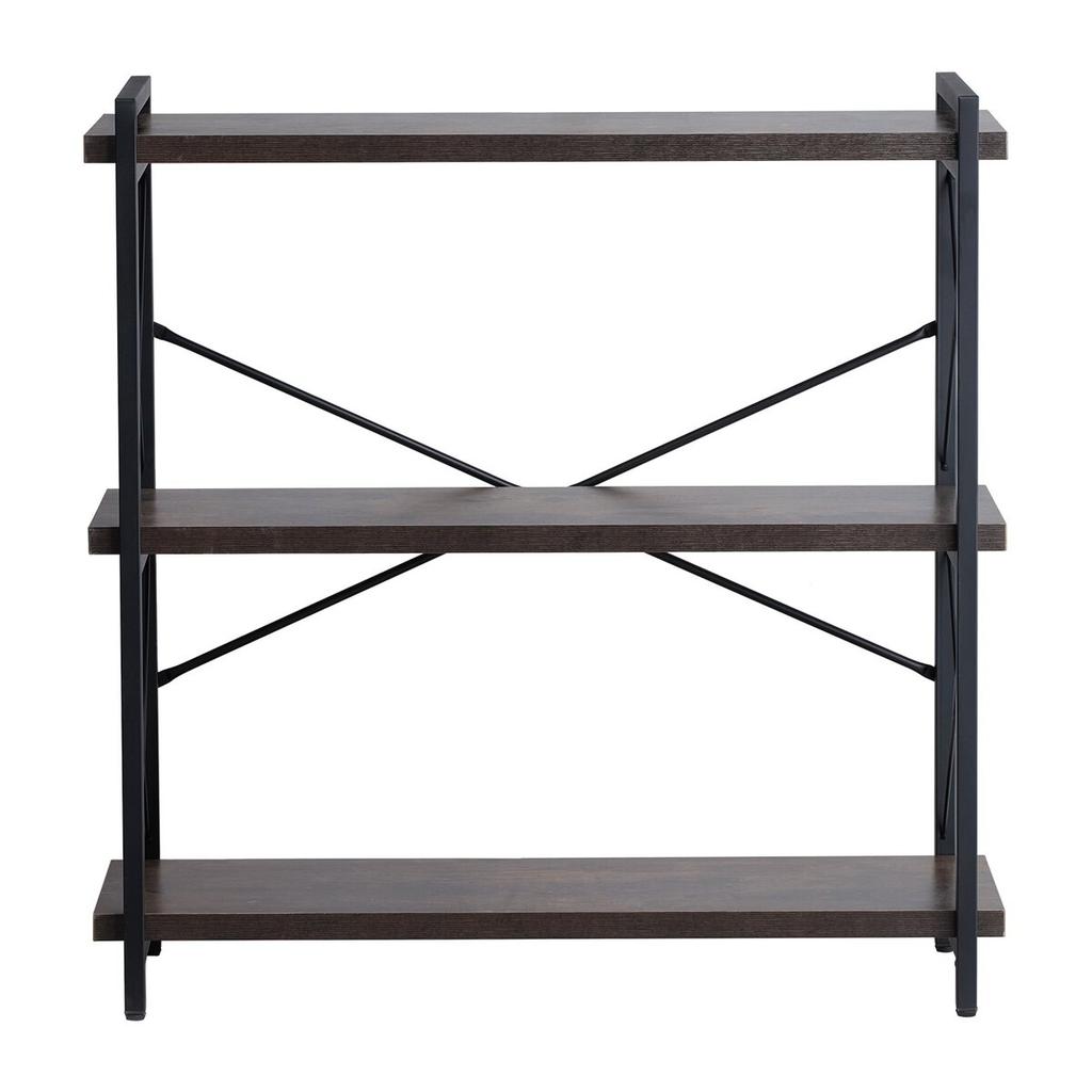 Metal Bookshelf Rustic Bookshelf 3-Tier for Living Room Bedroom & Office