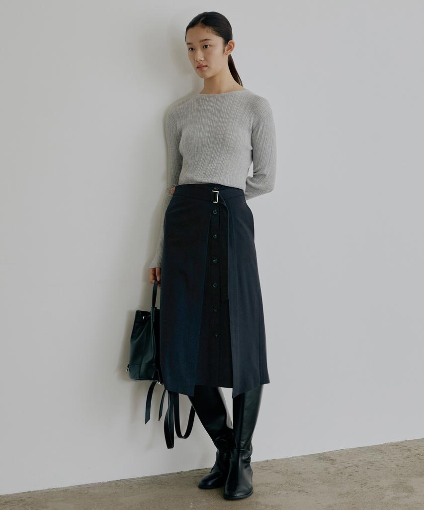 Artid Belted Button-Up Wrap Skirt_2 Colors