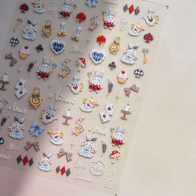 

Alice Bunny Nail Sticker Tomoni Relief 3D Red Heart Cute Nail Sticker Decorations Alice Bunny 4384
