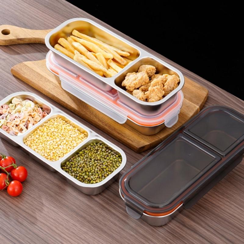 2 Pack Divided Meal Preps Container With Secures Lid Odor Resistant Dishwasher Safe Steel Snacks Box Lunch Organizers
