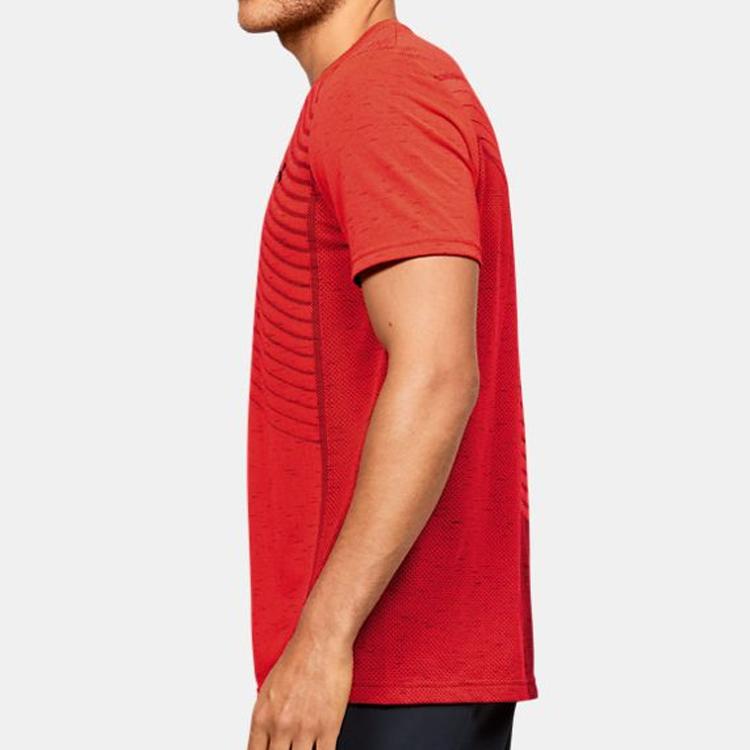 Under Armour Solid Color Slim Fit Crew Neck T-Shirt Men tops Beta-Red 1351450-628