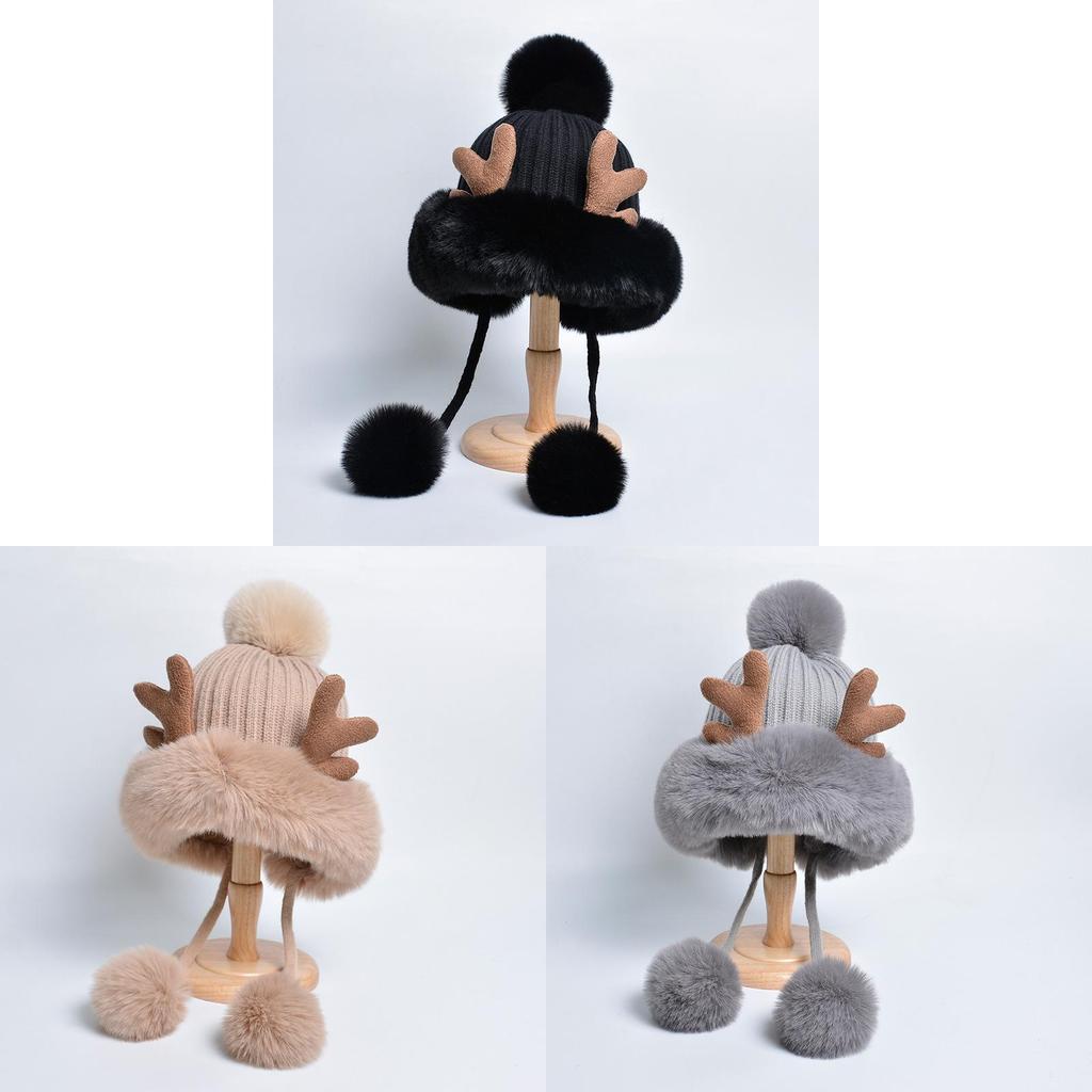 Knitted Wool Hat With Ear Warmers For Winter Women And Teens