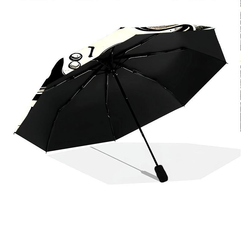 1pc Music Theme pattern Umbrella Portable Folding Umbrella Iron Frame Hole Bone Structure Outdoor Home Umbrella