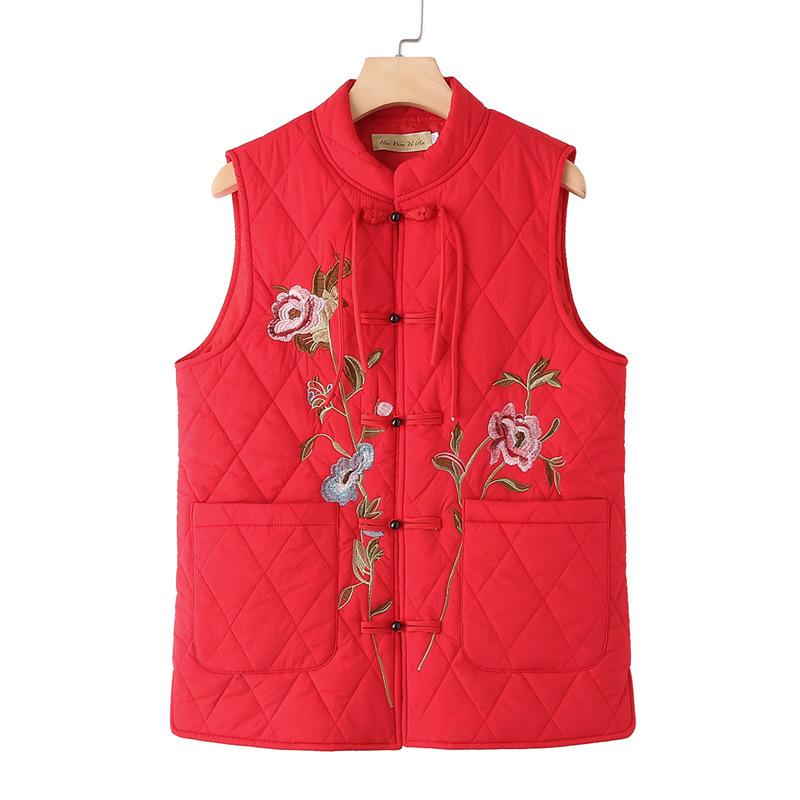 Women's Plus Size Thickened Down Cotton Vest for Autumn/Winter - Sleeveless Jacket for Middle-Aged and Elderly