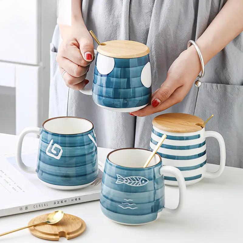 500ml Traditional Style Ceramic Breakfast Milk Cup and Handle Juice Coffee Beer Soup Afternoon Tea Office Coffee Gift for People