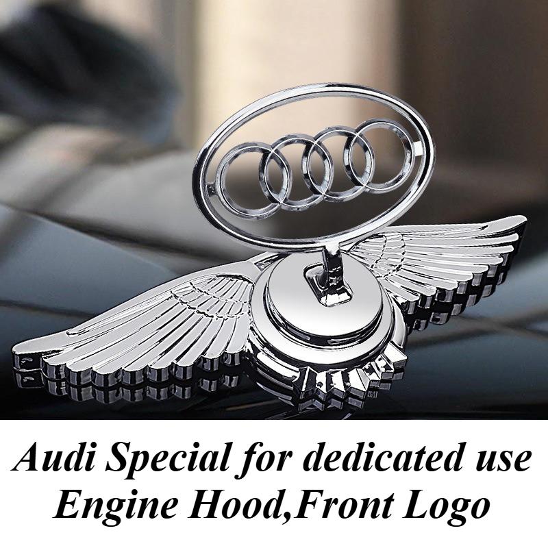 For Audi A4L A6L A3 Q2L Q3 Q5L Q7 A5 A7 Metal Wings Hood Emblem Car Bonnet Badge Front Logo Upgrade Glossy Chrome Sporty Parts