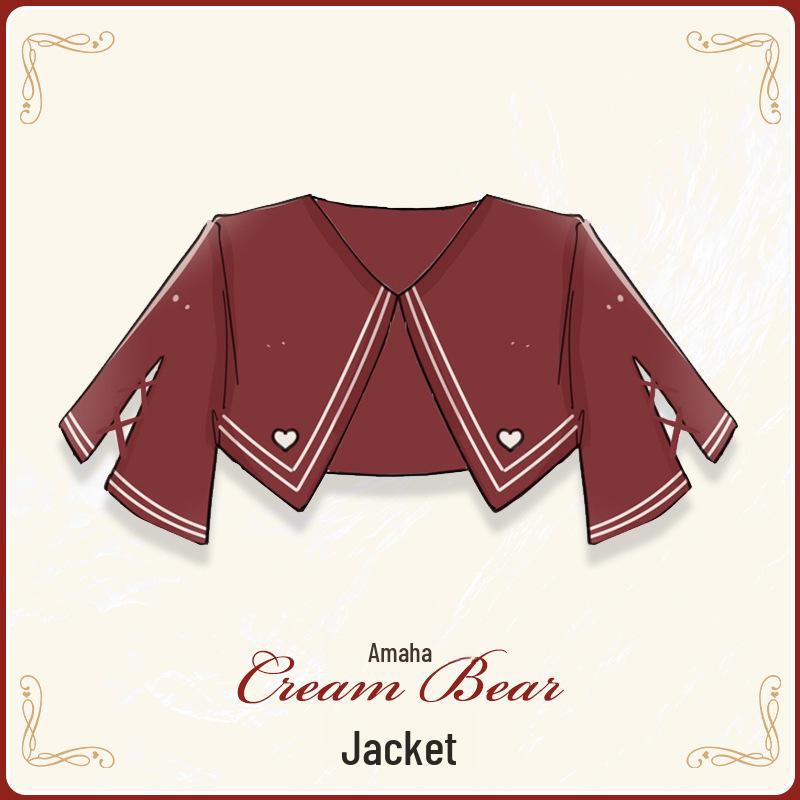 Elegant kremfarget bjørnedress i collegestil for jenter - Komplett sett