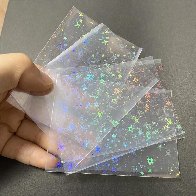 100Pcs Holographic Card Sleeves Pcard Protector 65X90Mm For Magic Tcg Gaming Cards Anti-Scratch Glittering Foil Film