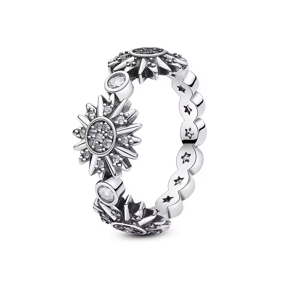 925 Silver Ring Women Star Moon Galaxy Pattern Fashion Jewelry Romantic Valentine's Gift Engagement Party Trendy Gift