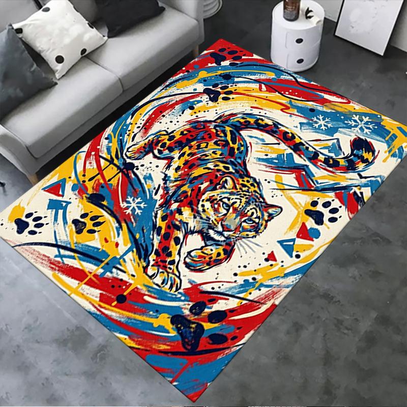 2025 New Snow Leopard Animal Carpet Rug for Living Room Bedroom Home Sofa Decoration,Kids play Non-slip Floor Mat111