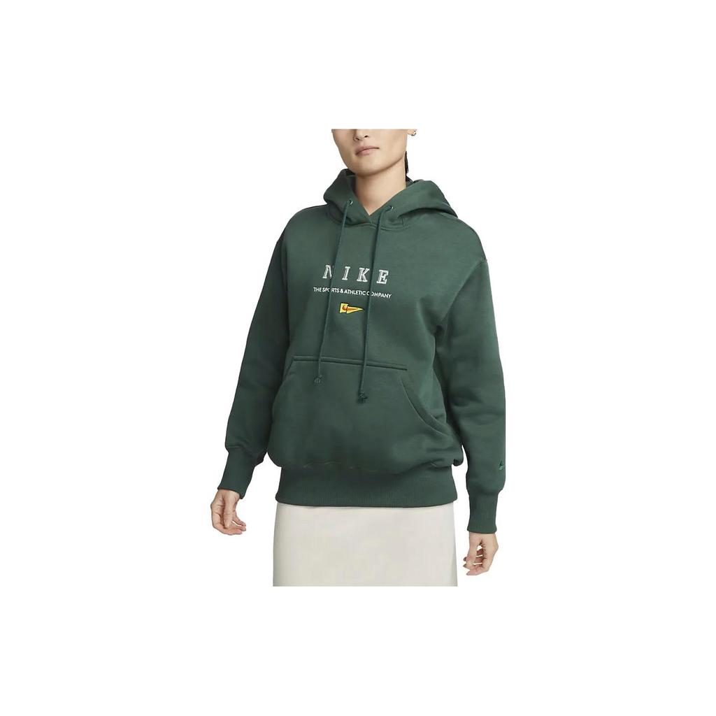 Nike Logo Print Pullover Hoodie Unisex Tops Green FD0855-333