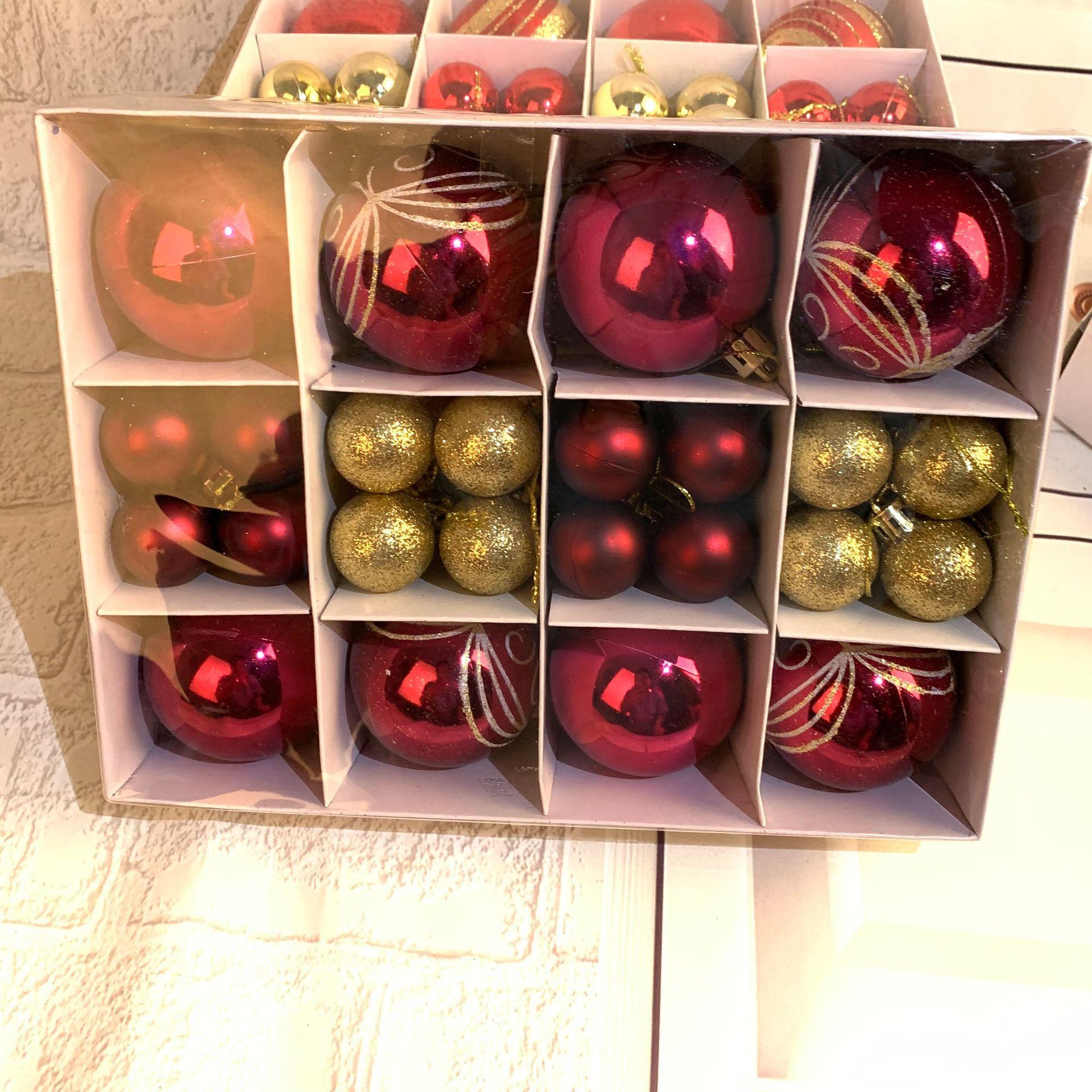 

40 шт., рождественские украшения, шар, подвеска в виде рождественской елки, рождественский шар, подарочная коробка, украшение для рождественской елки, Рождественский домашний декор золотой/вино красного