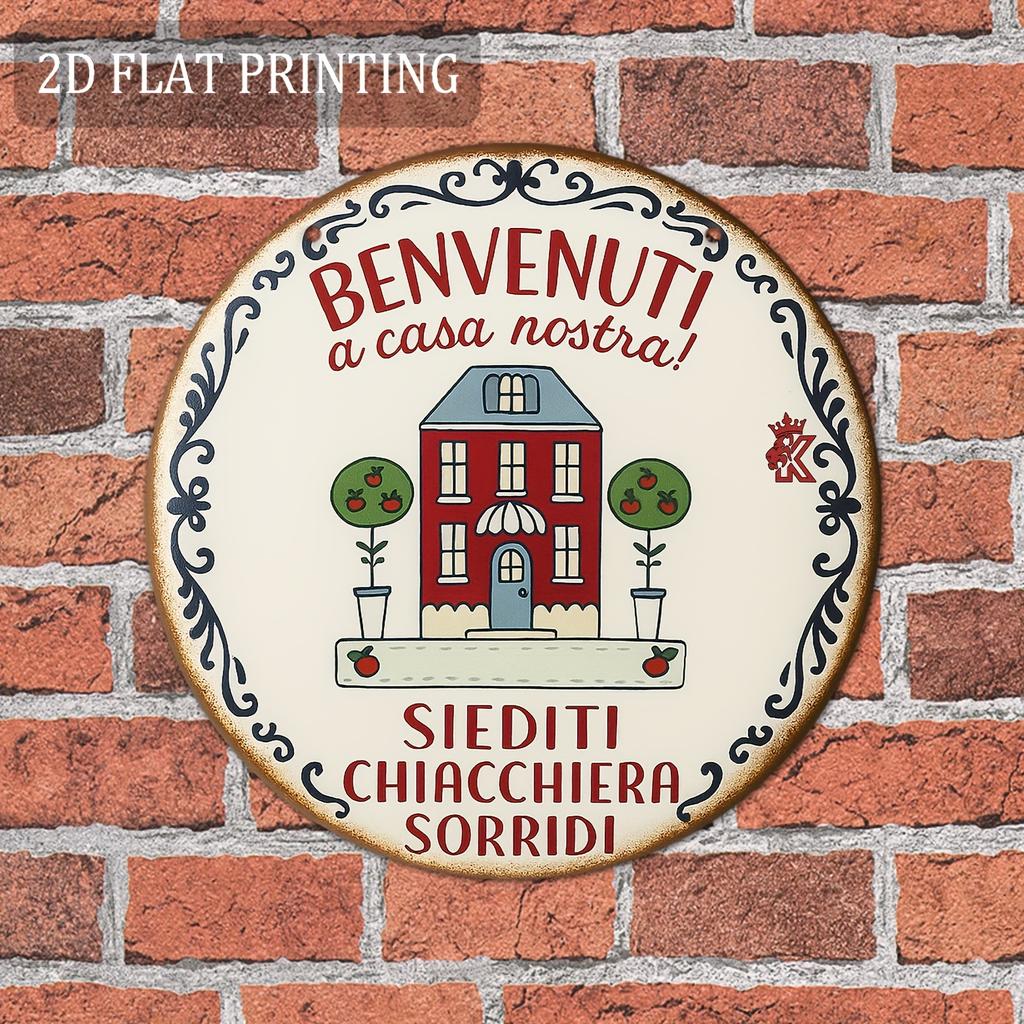 HD Tin Sign Benvenuti a Casa Nostra Italian Welcome D Flat Wall Decor for Home and Kitchen