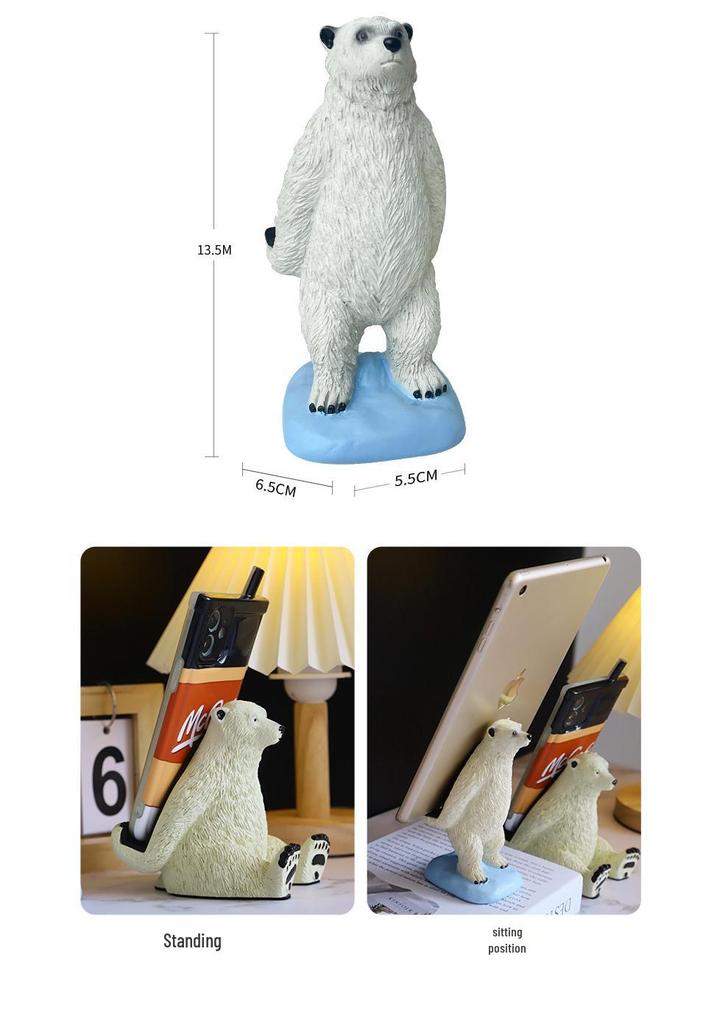 Creative Resin Polar Bear Phone and Tablet Stand Holder Craft