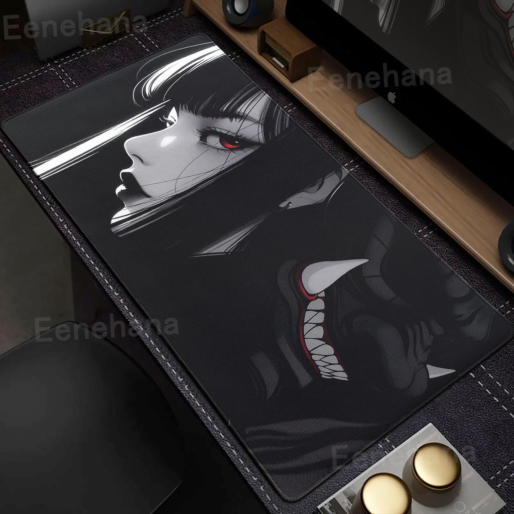 Devil Mask Rubber Mousepad Anime Goth Girls Gaming Mouse Mat Gamer Locking Edge Computer Mouse Pad Big Office HD Print Desk Mat