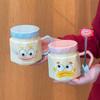 Birthday Gift Cute Clown Ceramic Water Cup Funny Couple Mug with Lid Spoon Office Coffee Milk Cup