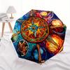Stained Glass Celestial Wheel Artwork - Vibrant Wall Decor Umbrella, Christmas Gift Y142