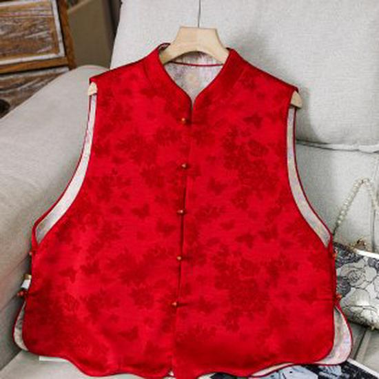 Elegant Spring Jacquard Vest Jacket for Women 3XL