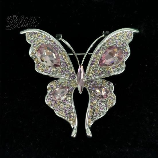 Long-lasting Brooch Women Butterfly Shape Dazzling Rhinestone Inlays Suit Lapel