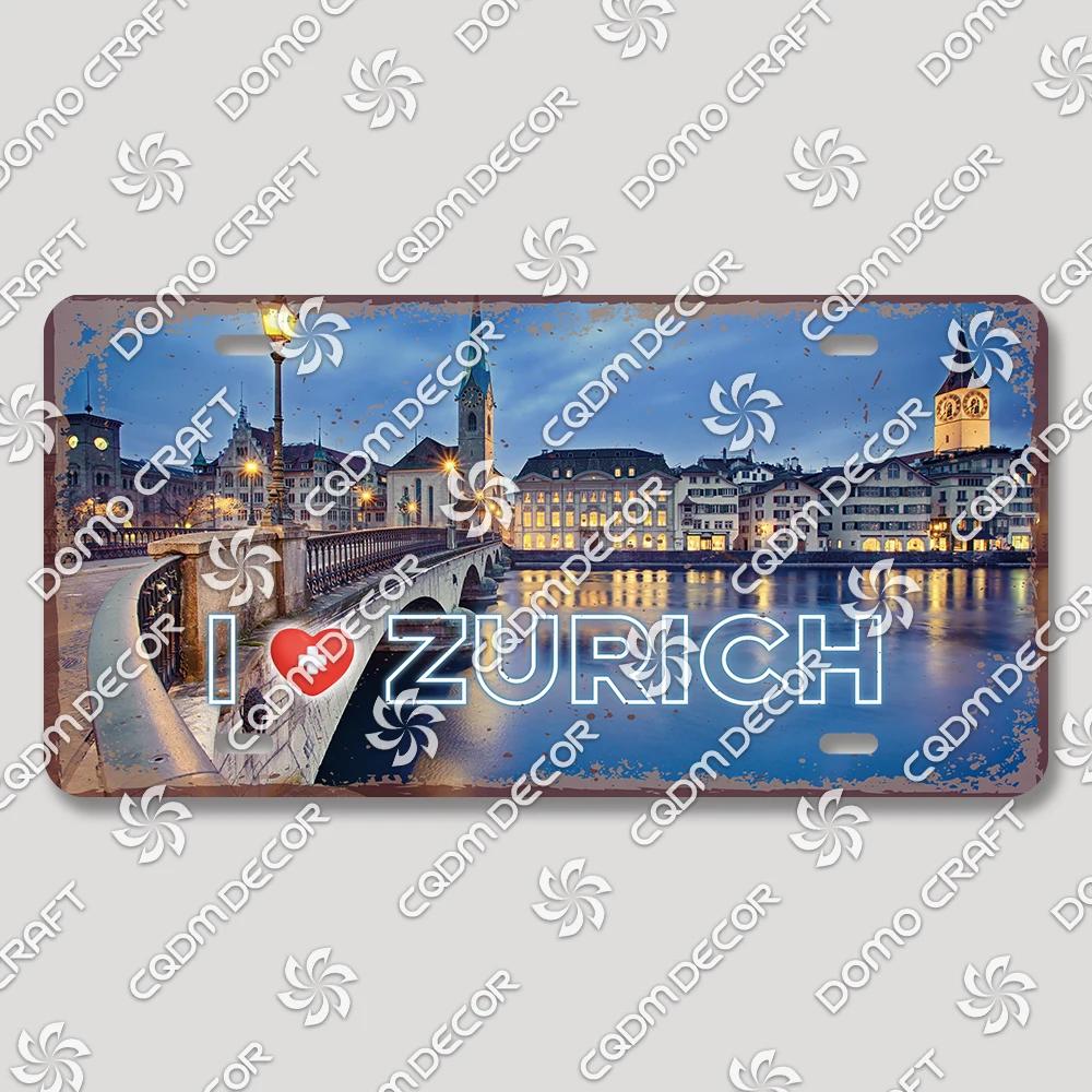 I Love Switzerland Poster License Plates Retro Alps Geneva Zurich Scenery Metal Tin Sign Cafe Living Room Home Wall Decor