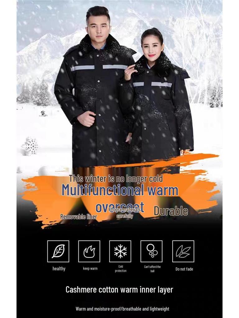 Men's Thickened Cold-Proof Cotton-Padded Military Overcoat – Mid-Length, Multifunctional Workwear Jacket for Labor Protection