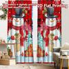 2pcs, 2D FLAT PRINTING Curtains (Without Rod) Festive Snowmen Minimalist Holiday Curtains Versatile Polyester Curtains Art Deco