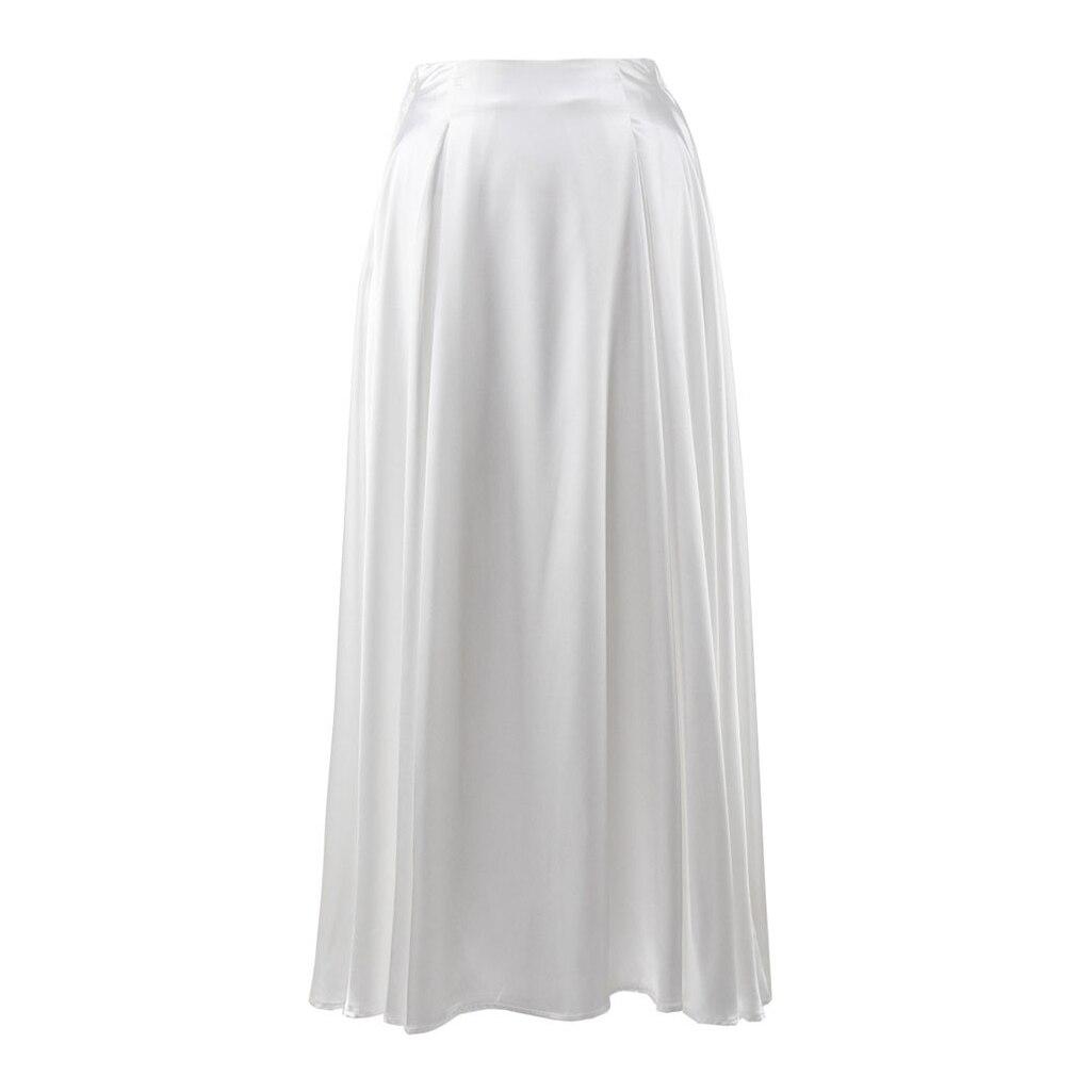 

Qooth женская атласная тонкая юбка трапециевидной формы, элегантная длинная юбка с эластичной резинкой на талии на весну и лето QT2223 S белый