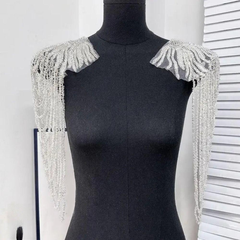 2Pcs Long Tassel Chain Sequin Shoulder Ornaments Glittering Shoulder Wrap  Stage Performances