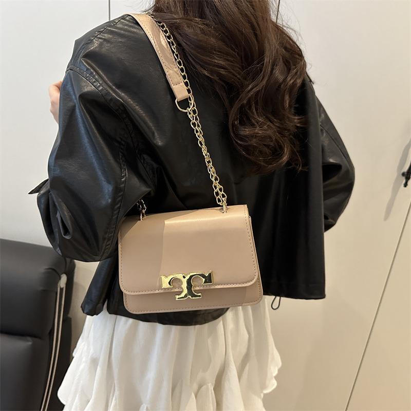 Women's Bag New Fashionable Small Square Bag Solid Color High-end Texture Temperament Chain Shoulder Messenger Bag