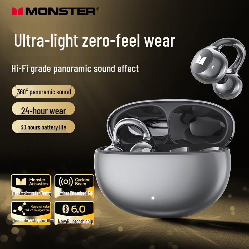 Monster Ear-Clip Bluetooth Sports Headphones