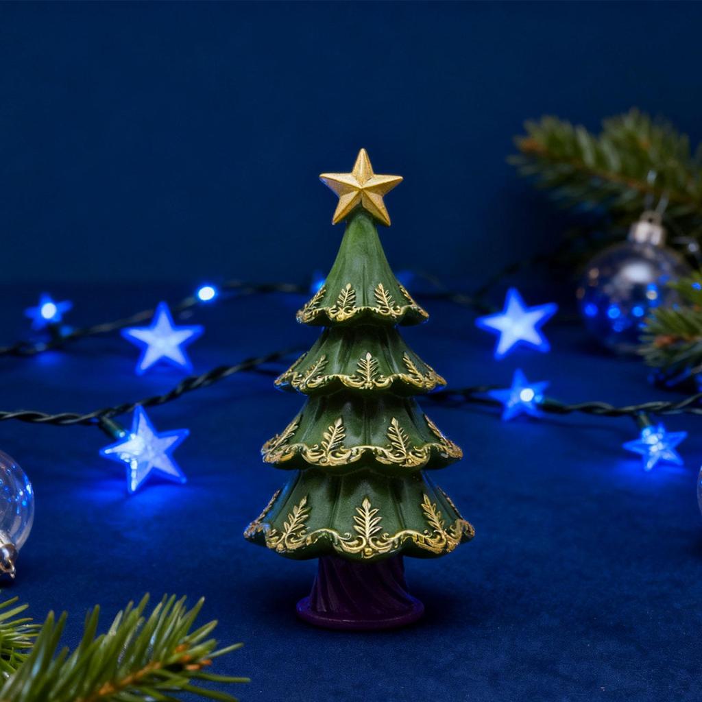 Christmas Tree Statue Small Decorations for Shelf Holiday Landscape