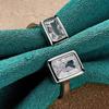Silver Color Double Square Zircon Open Ring For Women Wedding Party Charm Jewelry
