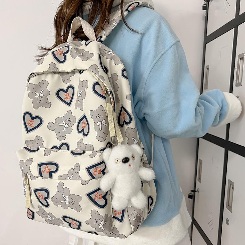 Small fresh printing literary love student schoolbag 2023 early spring new large-capacity backpack