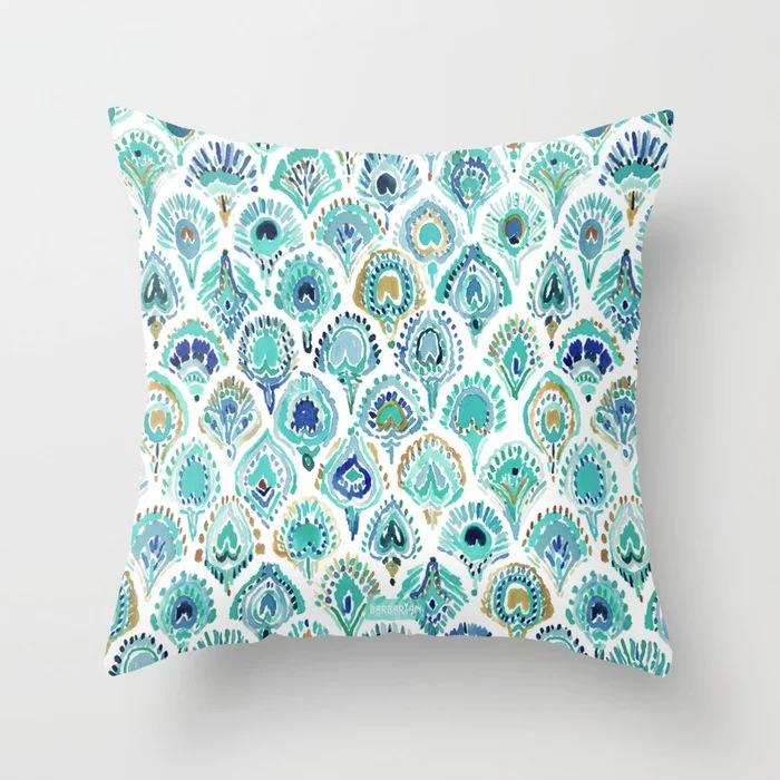 New Chinese Style Classical Peacock Feather Pattern Pillowcase Car Bedroom Living Room Cushion New Chinese Style